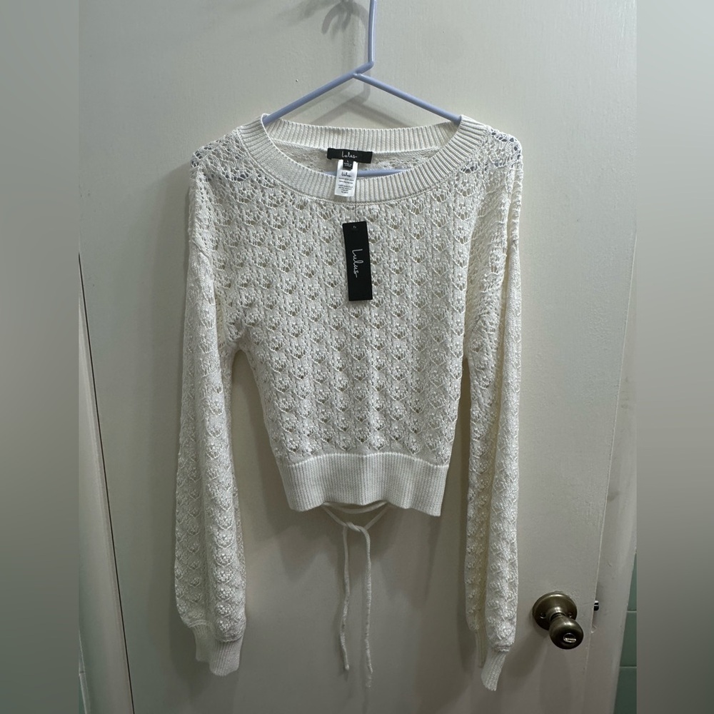 New Lulu's Cream Lace Knit Sweater - Picture 2 of 7